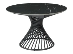 Mesa de jantar extensível 4 a 8 lugares cerâmica e metal efeito mármore preto - CASTINA