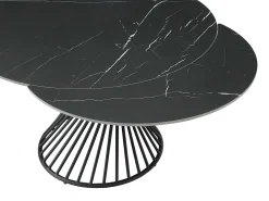 Mesa de jantar extensível 4 a 8 lugares cerâmica e metal efeito mármore preto - CASTINA