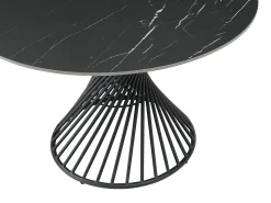 Mesa de jantar extensível 4 a 8 lugares cerâmica e metal efeito mármore preto - CASTINA