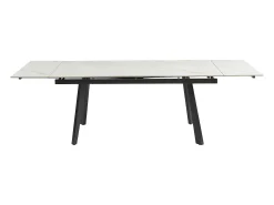Mesa de jantar extensível cerâmica e metal efeito mármore branco e preto - MARVENA