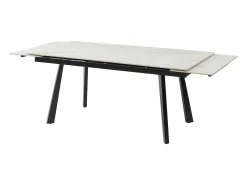Mesa de jantar extensível cerâmica e metal efeito mármore branco e preto - MARVENA