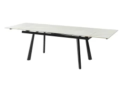 Mesa de jantar extensível cerâmica e metal efeito mármore branco e preto - MARVENA