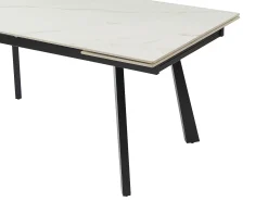 Mesa de jantar extensível cerâmica e metal efeito mármore branco e preto - MARVENA