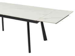Mesa de jantar extensível cerâmica e metal efeito mármore branco e preto - MARVENA