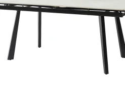 Mesa de jantar extensível cerâmica e metal efeito mármore branco e preto - MARVENA