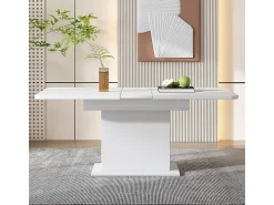 Mesa de jantar extensível moderna com arrumação por baixo - Branco