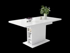 Mesa de jantar extensível moderna com arrumação por baixo - Branco
