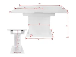 Mesa de jantar extensível moderna com arrumação por baixo - Branco