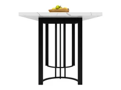 Mesa de jantar extensível para 6-8 pessoas em MDF e metal - Efeito mármore branco - 140/179,5x80x75,5 cm