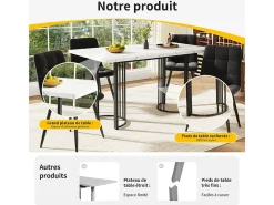 Mesa de jantar extensível para 6-8 pessoas em MDF e metal - Efeito mármore branco - 140/179,5x80x75,5 cm