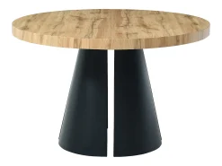 Mesa de jantar extensível 4 a 12 lugares MDF e metal preto, natural claro - JARELIA