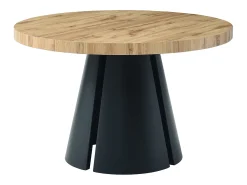 Mesa de jantar extensível 4 a 12 lugares MDF e metal preto, natural claro - JARELIA
