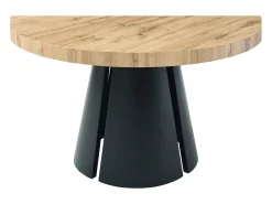 Mesa de jantar extensível 4 a 12 lugares MDF e metal preto, natural claro - JARELIA