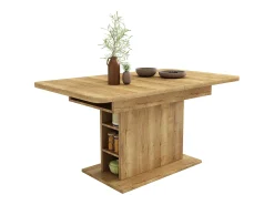 Mesa de jantar extensível em madeira PB com espaço de arrumação - Natural claro