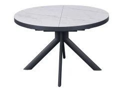 Mesa de jantar extensível para 4 a 6 pessoas em cerâmica, MDF e metal - Efeito mármore branco e antracite - ZALYRA