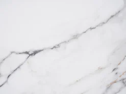 Mesa de jantar extensível para 4 a 6 pessoas em cerâmica, MDF e metal - Efeito mármore branco e antracite - ZALYRA