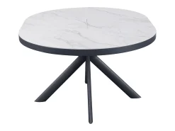 Mesa de jantar extensível para 4 a 6 pessoas em cerâmica, MDF e metal - Efeito mármore branco e antracite - ZALYRA