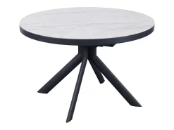 Mesa de jantar extensível para 4 a 6 pessoas em cerâmica, MDF e metal - Efeito mármore branco e antracite - ZALYRA