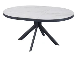 Mesa de jantar extensível para 4 a 6 pessoas em cerâmica, MDF e metal - Efeito mármore branco e antracite - ZALYRA