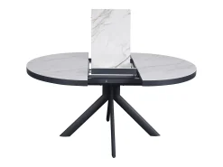 Mesa de jantar extensível para 4 a 6 pessoas em cerâmica, MDF e metal - Efeito mármore branco e antracite - ZALYRA