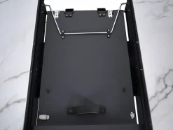 Mesa de jantar extensível para 4 a 6 pessoas em cerâmica, MDF e metal - Efeito mármore branco e antracite - ZALYRA