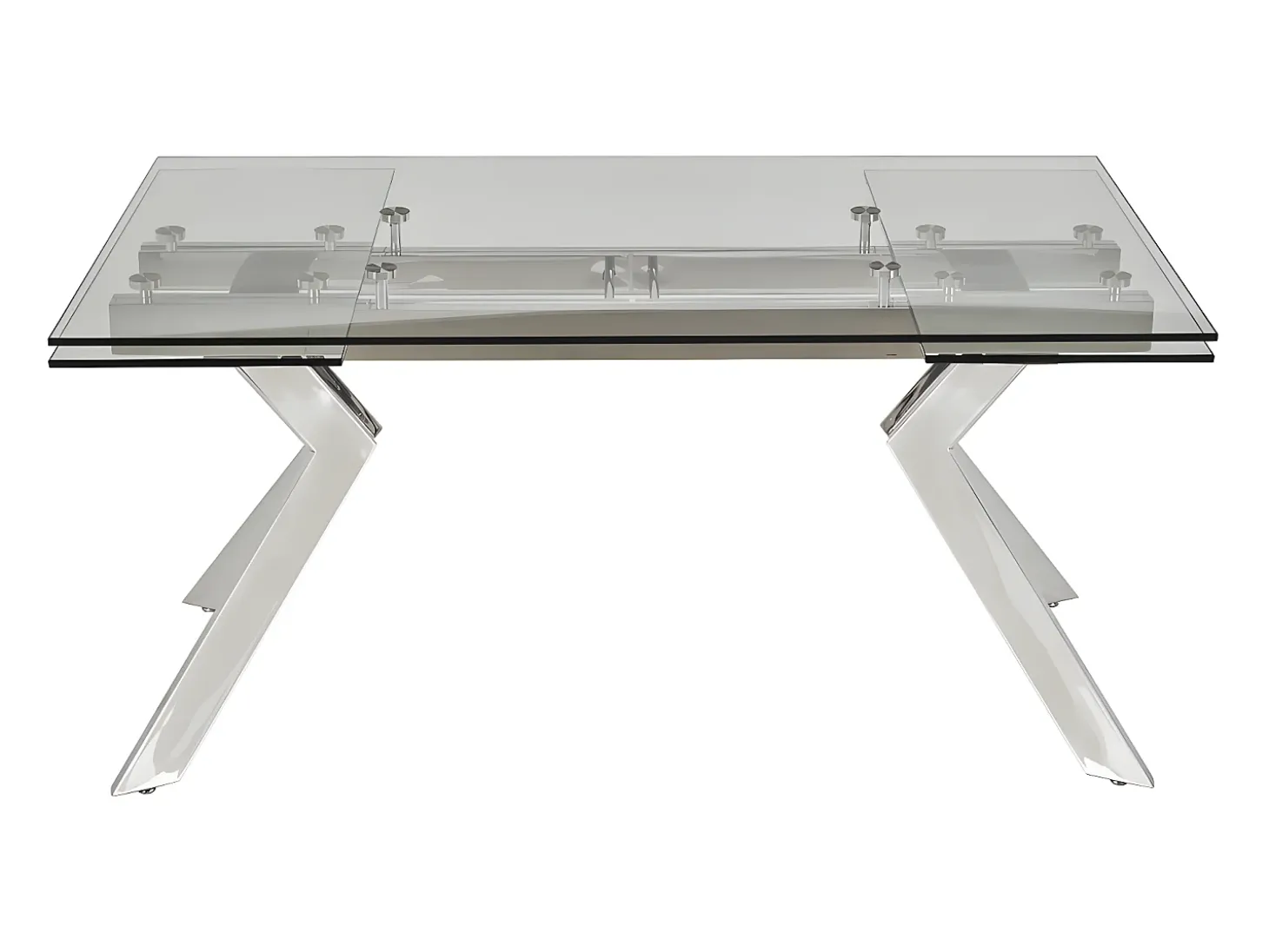 Mesa de jantar extensível em vidro temperado e metal - Transparente - VELIKA