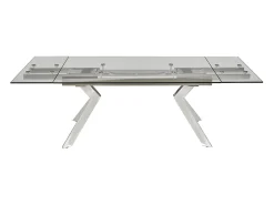 Mesa de jantar extensível em vidro temperado e metal - Transparente - VELIKA