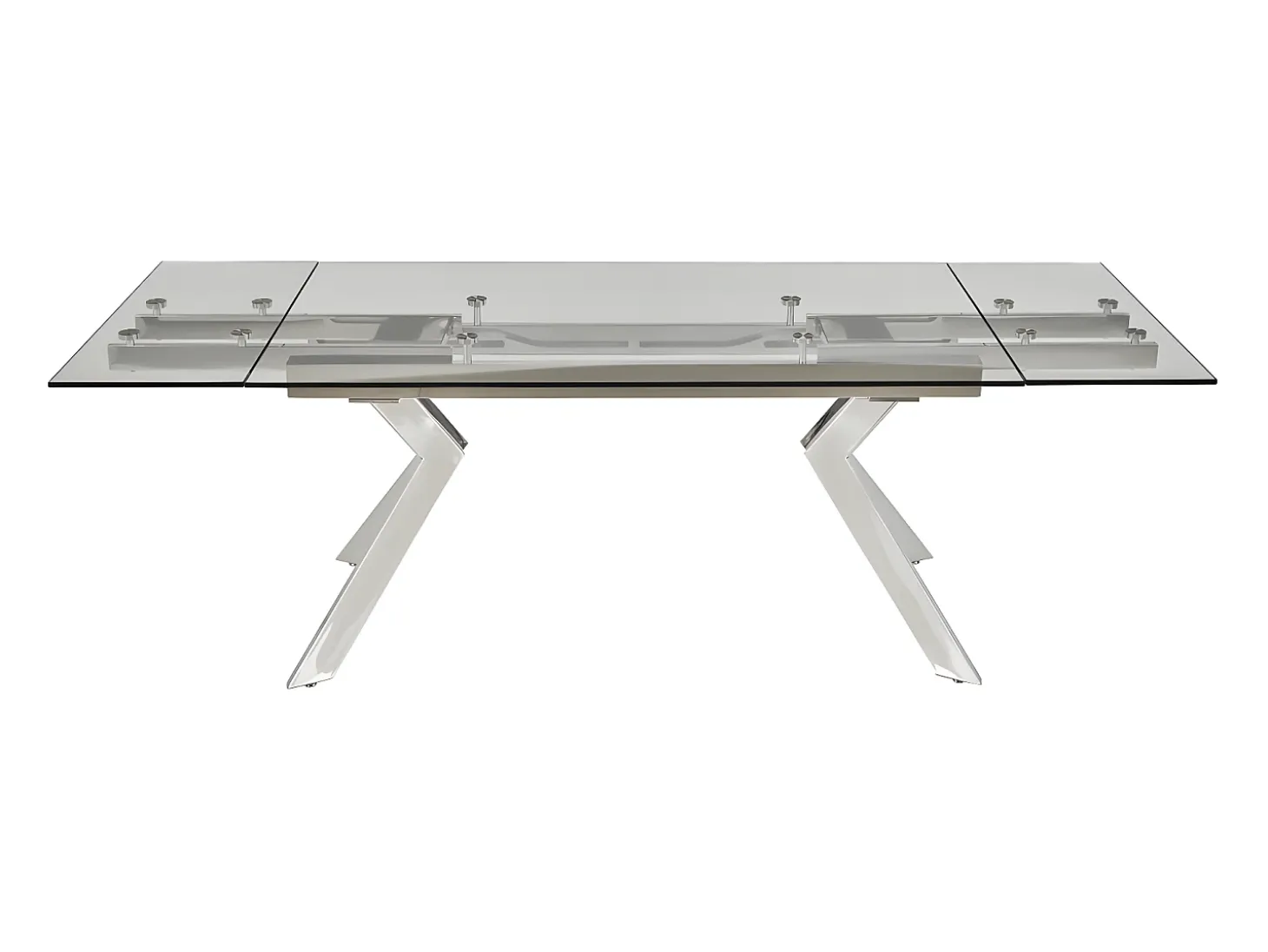 Mesa de jantar extensível em vidro temperado e metal - Transparente - VELIKA