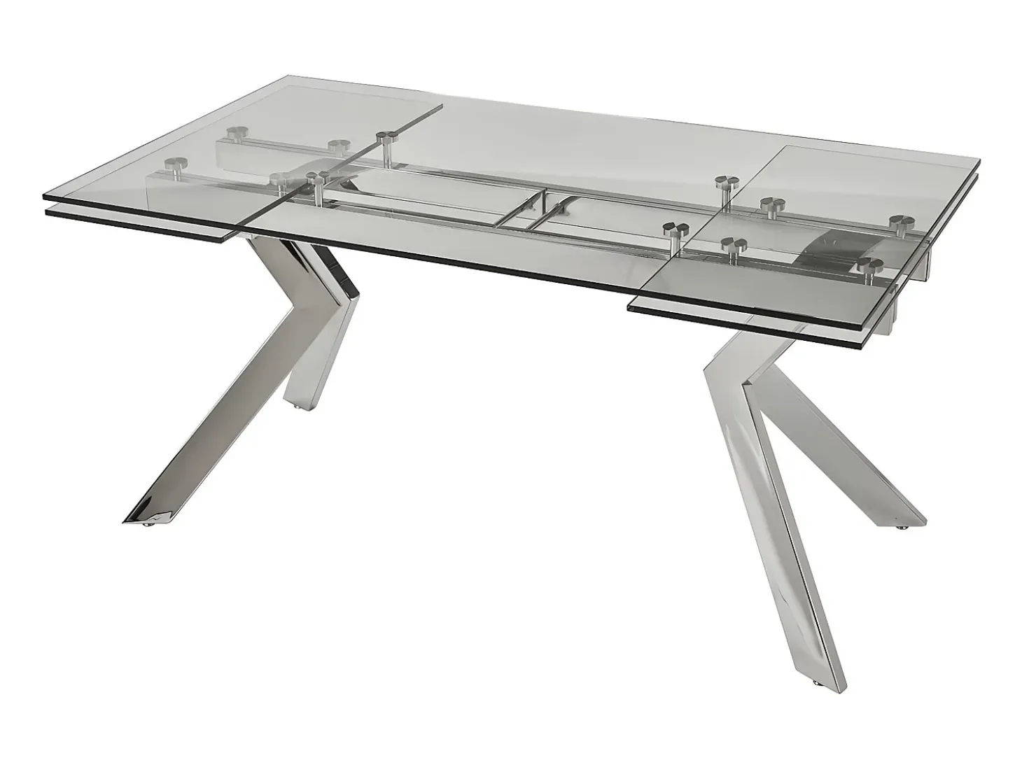 Mesa de jantar extensível em vidro temperado e metal - Transparente - VELIKA