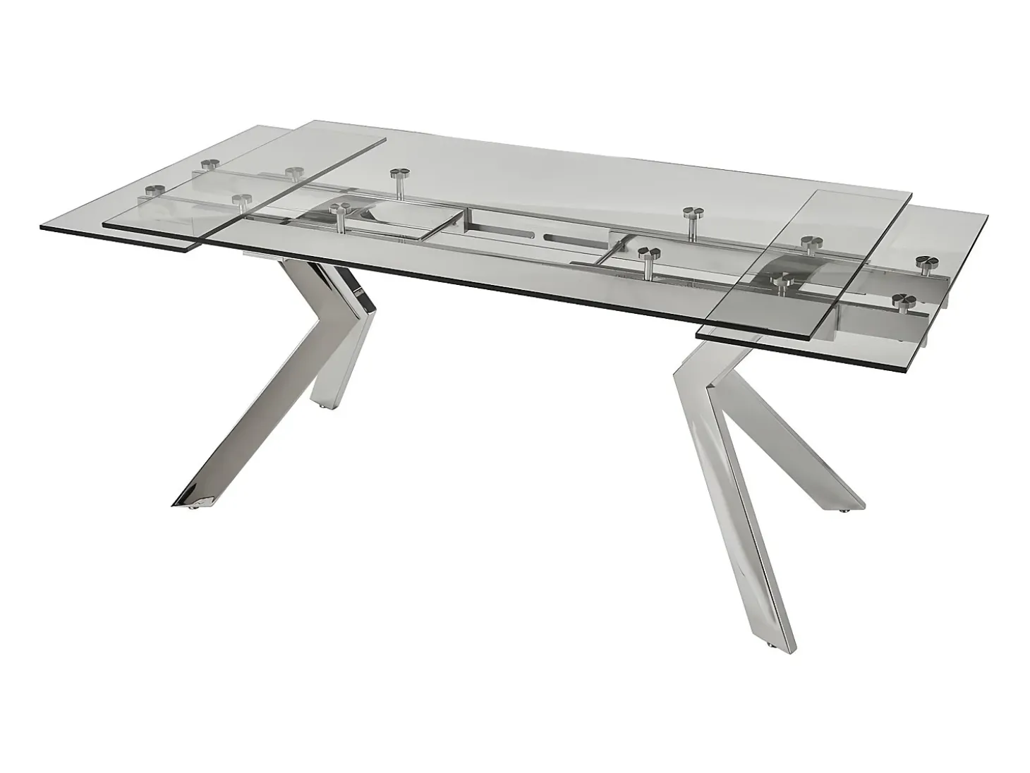 Mesa de jantar extensível em vidro temperado e metal - Transparente - VELIKA