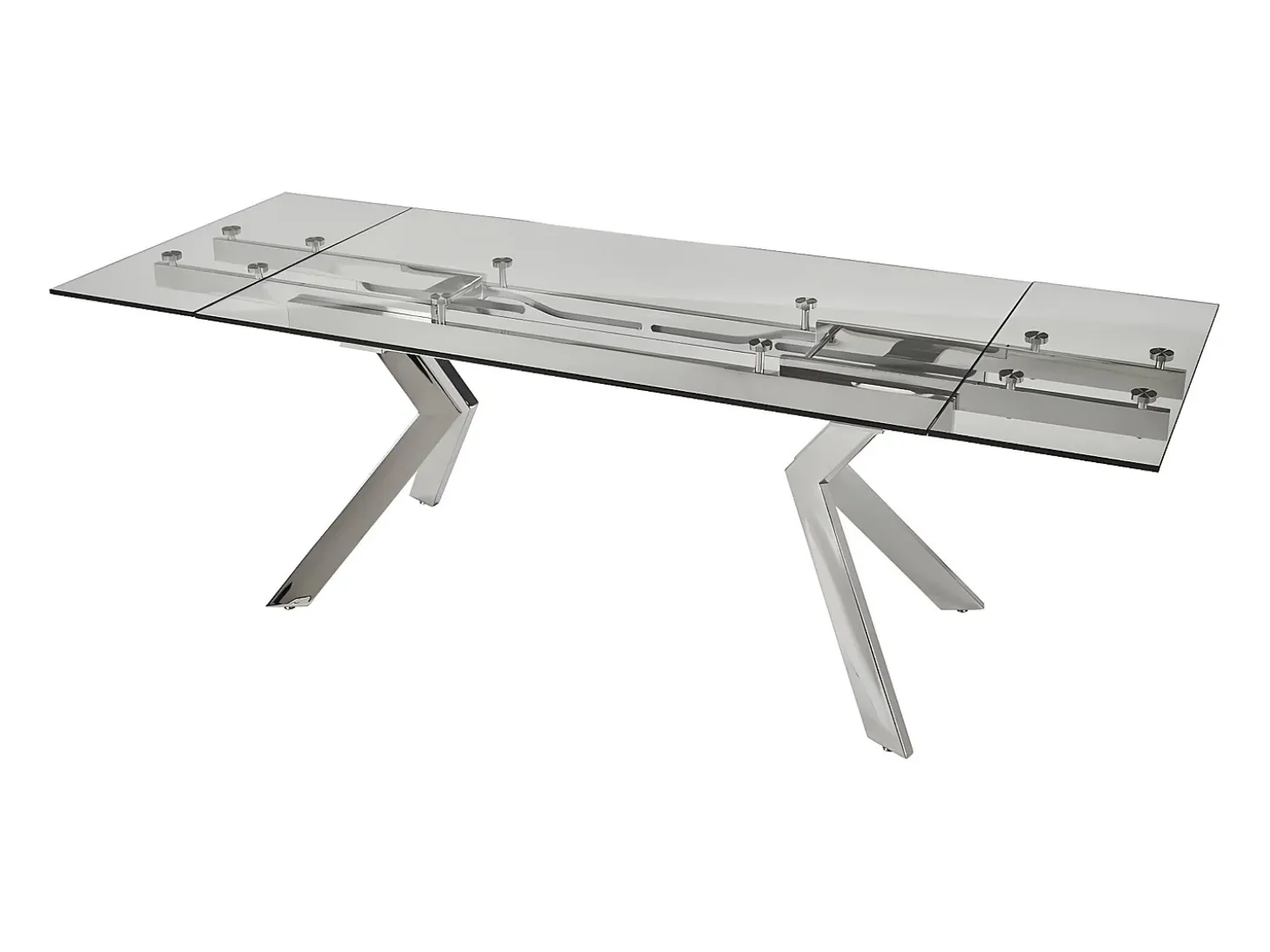 Mesa de jantar extensível em vidro temperado e metal - Transparente - VELIKA
