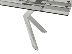 Mesa de jantar extensível em vidro temperado e metal - Transparente - VELIKA