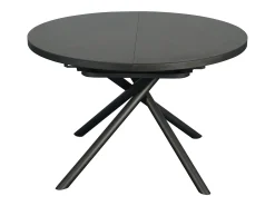 Mesa de jantar extensível para 4 a 6 pessoas em cerâmica, MDF e metal - Efeito mármore castanho e cinza - FEROLA
