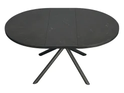 Mesa de jantar extensível para 4 a 6 pessoas em cerâmica, MDF e metal - Efeito mármore castanho e cinza - FEROLA