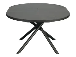 Mesa de jantar extensível para 4 a 6 pessoas em cerâmica, MDF e metal - Efeito mármore castanho e cinza - FEROLA