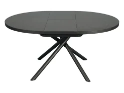 Mesa de jantar extensível para 4 a 6 pessoas em cerâmica, MDF e metal - Efeito mármore castanho e cinza - FEROLA
