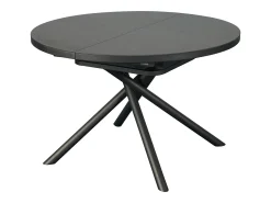 Mesa de jantar extensível para 4 a 6 pessoas em cerâmica, MDF e metal - Efeito mármore castanho e cinza - FEROLA