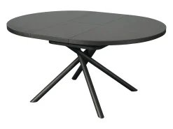 Mesa de jantar extensível para 4 a 6 pessoas em cerâmica, MDF e metal - Efeito mármore castanho e cinza - FEROLA