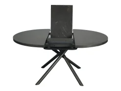 Mesa de jantar extensível para 4 a 6 pessoas em cerâmica, MDF e metal - Efeito mármore castanho e cinza - FEROLA