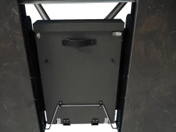 Mesa de jantar extensível para 4 a 6 pessoas em cerâmica, MDF e metal - Efeito mármore castanho e cinza - FEROLA