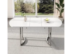 Mesa de jantar extensível para 4 a 6 pessoas em MDF - 140/180 x 80 cm - Branco