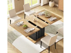 Mesa de jantar extensível 110-140×80cm - 4-6 pessoas - com 2 portas - mesa de xadrez - Preto