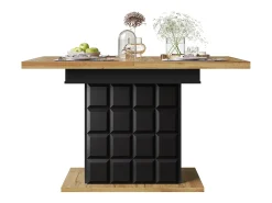 Mesa de jantar extensível 110-140×80cm - 4-6 pessoas - com 2 portas - mesa de xadrez - Preto