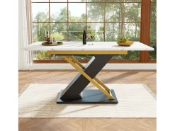 Mesa de jantar extensível (120-160×80 cm) - em MDF - para 6 a 8 pessoas - Branco