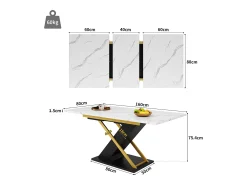Mesa de jantar extensível (120-160×80 cm) - em MDF - para 6 a 8 pessoas - Branco