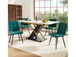 Mesa de jantar extensível (120-160×80 cm) - em MDF - para 6 a 8 pessoas - Branco