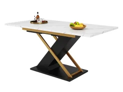 Mesa de jantar extensível (120-160×80 cm) - em MDF - para 6 a 8 pessoas - Branco