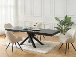 Mesa de jantar extensível 6 a 10 lugares MDF e metal preto - CATONAV