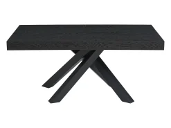Mesa de jantar extensível 6 a 10 lugares MDF e metal preto - CATONAV
