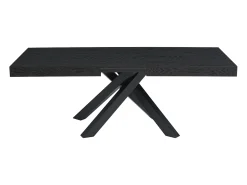 Mesa de jantar extensível 6 a 10 lugares MDF e metal preto - CATONAV